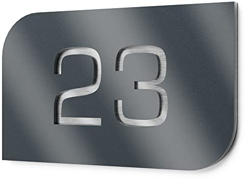 Graviers Design Hausnummernschild aus V2A Edelstahl 215x150mm - Anthrazit Metallic - Wetterfest Rostfrei Individuell anpassbar nach eigener Nummer - Made in Germany
