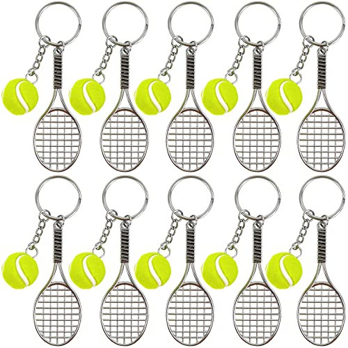 CENRONG Tennis Schläger Schlüsselring,10 Stück Metall Tennis Schlüsselring für Herren,Damen,Mädchen,Sport-Liebhaber Geschenk,kreativer Schlüsselanhänger