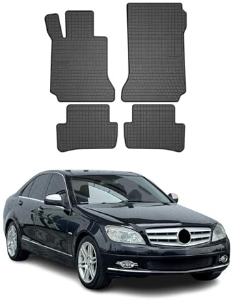 OMAC Fußmatten für Mercedes C Klasse W204 2007-2014 Gummi 4X Schwarz | Automatten, Gummimatten, Allwetter, Antirutsch, fahrzeugspezifisches Produkt, wasserdicht