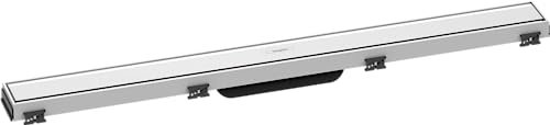 hansgrohe Fertigset Duschrinne RainDrain Match, Abflussrinne 800mm, Bodenablauf Dusche mit höhenverstellbarem Rahmen, Weiß