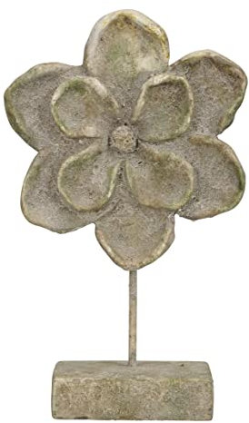 finehomegarden Blume auf Fuß Zement grau/braun 20x9cm H34cm Skulptur Statue Figur Deko Tisch
