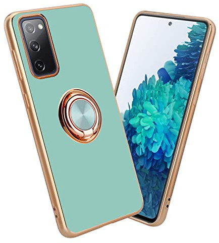 Cadorabo Hülle kompatibel mit Samsung Galaxy S20 FE Schutzhülle TPU Silikon Case mit Ring Design mit Kameraschutz Slim Kratzfest Weiche Gummi mit Rundumschutz Case Hülle für Galaxy S20 FE in Türkis
