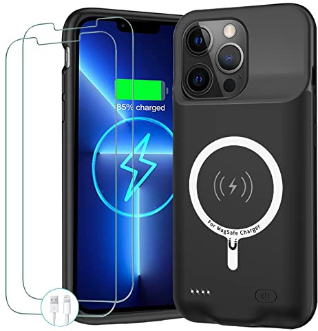 Battery Case for iPhone 13 Pro Max,Upgraded 10800mAh Portable Protective Charging Case with Wireless Charging Compatible for iPhone 13 Pro Max (6.7 inch) Battery Pack Charger Case with Carplay (Black)