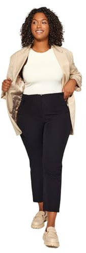 Trendyol Woman High Waist Cigarette Plus Size Pants Pantalons, Noir, 72 Femme
