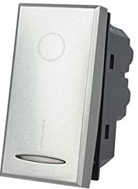 Interruttore 2P 16A Bipolare 0-1 Compatibile con Axolute Nero Silver Grigio Bianco per supporti e Moduli da incasso (Silver cod.02T)