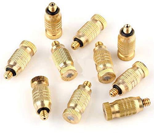 Juego de 50 boquillas de nebulización de baja presión para sistema de refrigeración, boquillas de latón roscadas de 3/16 pulgadas, cabezal de pulverización antigoteo para paisajismo, humidificación