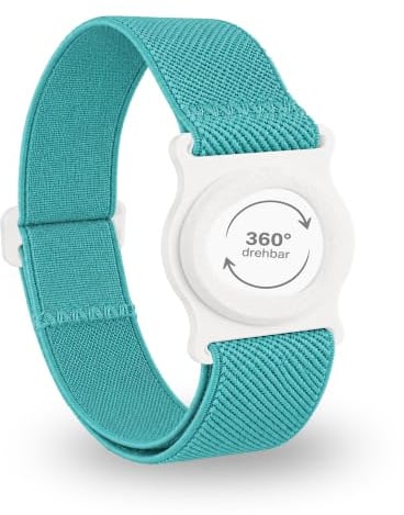 Diasticker® | Dexcom G7 - Fixierband | Halter 360° drehbar | Armband zur Befestigung des Dexcom CGM, Sensor-Schutz, Fixierung | Halter: Weiß (Small: 18-25 cm, Türkis)