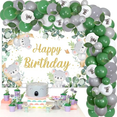 Sursurprise Koala Geburtstag Dekorationen, Koala Girlande Bogen Kit, Koala-Bär-Hintergrund, Koala Themed Geburtstag Zoo Wild Dschungel Tier Party Supplies