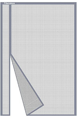 Risareyi Seitliche Öffnung Fliegengitter Tür Magnet 265x220cm, Grau Fiberglas Netz Fliegengitter Balkontür Ohne Bohren Insektenschutz Balkontür Fliegenvorhang mit Klebeband für Terrassentür
