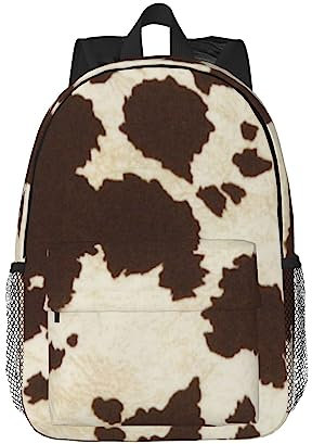 FJAUOQ Laptop-Rucksack, 38,1 cm (15 Zoll), goldfarben, weiß, Schmetterlinge, Schwarz, Kuhfell-Aufdruck, One size