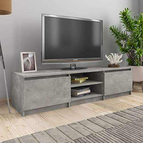 Camerina TV-Schrank Betongrau 140x40x35,5 cm Holzwerkstoff TV Sideboard Lowboard Holz Wohnzimmer Schrank Schrank Vintage Fernsehschrank TV Kommode