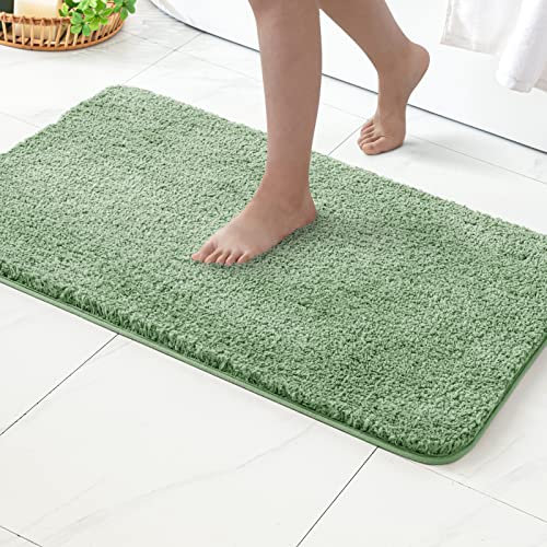 MIULEE Badematte Weiche Badteppich rutschfest Badvorleger Fußmatte Badzimmermatte Bettvorleger Flauschig Teppich Badezimmerteppich Duschmatte für Bade & Wohnzimmer Schlafzimmer 50x80 cm Grün