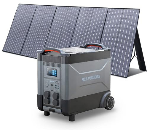 ALLPOWERS R4000 Tragbarer Powerstation mit 400W Solarpanel, Solargenerator 3456Wh LiFePO4 Batterie mit 4000W AC Ausgang, Tragbare Heimbatterie für RV, Camping, Wohnmobil, Haus Stromausfälle