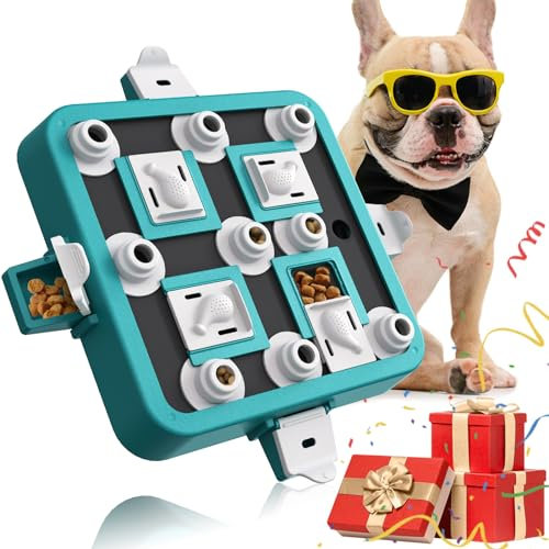 Dufuso Hundespielzeug Intelligenz, Intelligenzspielzeug für Hunde Große/mittlere/Kleine Hunde Spielzeug intelligent Hund intelligenzspielzeug-Stufe 3 -Blau und Weiß