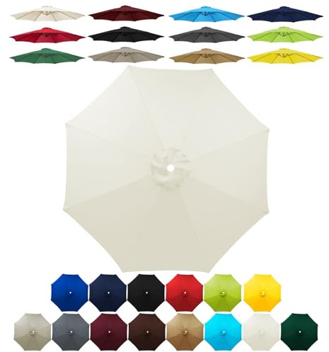 HonunGron Sonnenschirm Ersatzbezug 2.0m 2.3m 2.5m 2.7m 3.0m 6 Rippen/8 Rippen, UV-Schutz Ersatz-Bezug, Sonnenschirmbezug für Gartenschirm Ampelschirm Terrassenschirm (2.5m-6 Rippen,Beige)