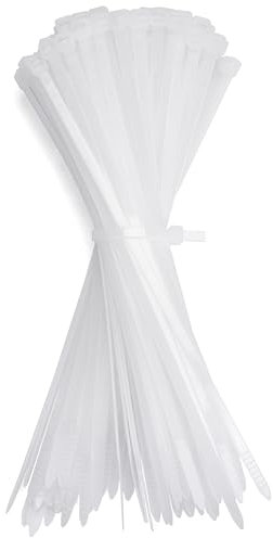 GUNGY Collier de Serrage Blanc 200 x 4,8mm Nylon 100 Pièces