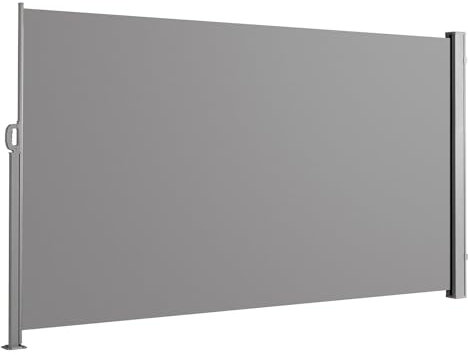 SVITA Seitenmarkise ausziehbar Sichtschutz Balkonmarkise Sichtschutz Sonnenschutz UV50+Terrasse 450x180 Hellgrau