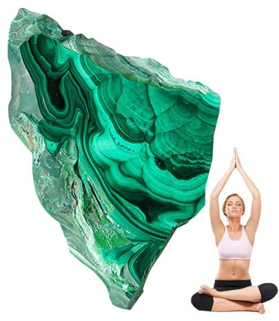 Neamou Malachite Stone Slices | Natural Crystal Stone Raw Malachite Slices - Home Garden Art Decor Jewelry Crafting Malachite for Fish Tanks, Flower Pots