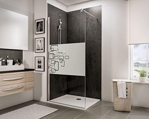 Schulte paroi de douche fixe à l’italienne 90 x 190 cm, barre 122 cm incluse, profilé aspect chromé, verre de sécurité antical 5 mm, décor Softcube, plage de réglage 86.7-90.0