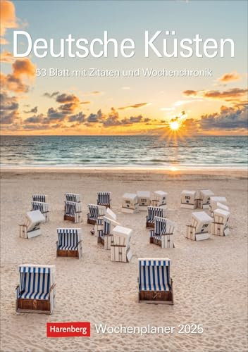 Deutsche Küsten - Wochenplaner 2025 - Harenberg-Verlag - 53 Blatt mit wundervollen Aufnahmen und Zitaten - Wandkalender mit Platz zum Eintragen - 25 cm x 35,5 cm