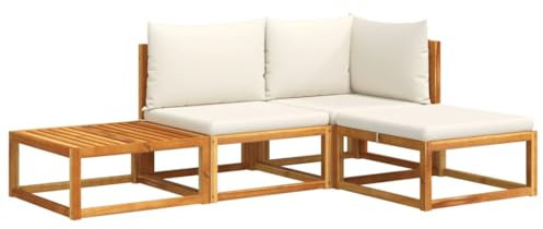 vidaXL Ensemble de canapés de Jardin 4 pièces avec Coussins en Bois d'acacia et Corde