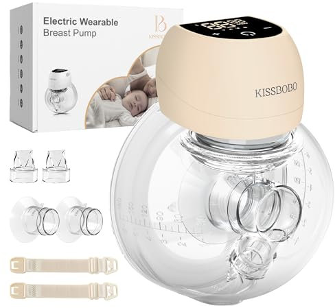 Breast Pump Electric, Hands Free Breast Pumps Wearable Portable,4 Modes 12 Levels with LED Dispaly, Low Noise Painless Rechargeable Wireless Electrical W/ 21/24MM Flanges