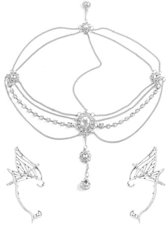KGDUYC Elfen Ohrringe für Damen Ohren Elfen Ohrclips Elfen Krone Damen Fee Kostüm Party Cosplay Kostüm