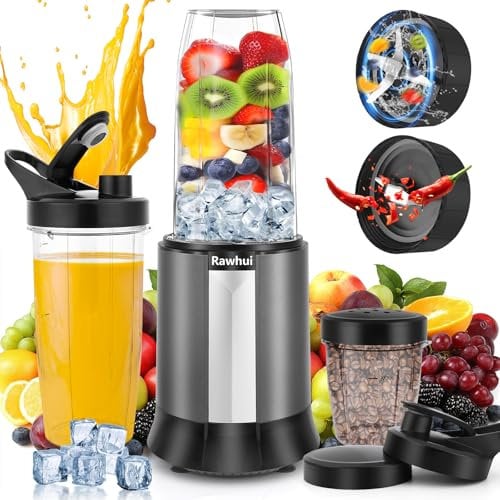 Rawhui Mixer Smoothie Mixer 1300W Blender Elektrisch standmixer mit 2 flaschen & 6-Klingen Edelstahl, Hochleistungsmixer Für Küche, Babybrei, Shakes