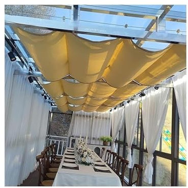 Kit per tettoia a vela retrattile impermeabile per patio, tetto, pergola, giallo, 1 x 3 m