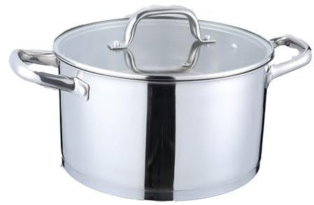 22cm Kochtopf, Onader 3-Lagiger Boden Edelstahl Topf Induktion mit Glasdeckel, 4,7L Nudeltopf Suppentopf für alle Herdarten zum Kochen, Gesund & Spülmaschinenfest