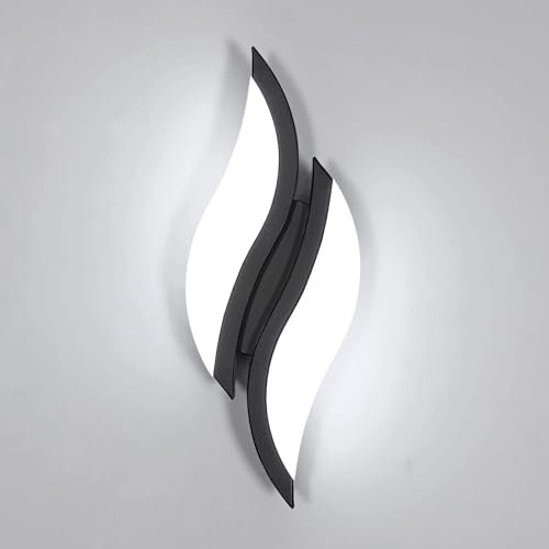 LED Wandleuchten Innen, 12W Modern Wandlampe Schwarz aus Acryl Kaltweißes Licht 6500 k, Blattförmige Wandleuchte Nachtlampe Wandbeleuchtung für Flur Treppenhaus Wohnzimmer Schlafzimmer, 29 cm * 10 cm