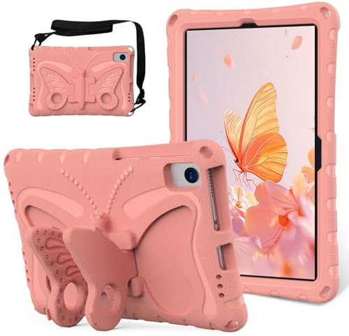 Custodia compatibile con Samsung Galaxy Tab S6 Lite 10,4 SM-P620/P625/P610/P613/P615/P619 per bambini, design carino leggero EVA robusta antiurto stand cover protettiva + tracolla, rosa
