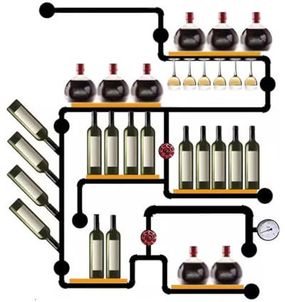 huanglyc-232 Weinregal Weinregal im industriellen Stil, Eisen, Wasserbutler, Weinkühler, Wandmontage, dekoratives Wandregal, kreativ Flaschenregal