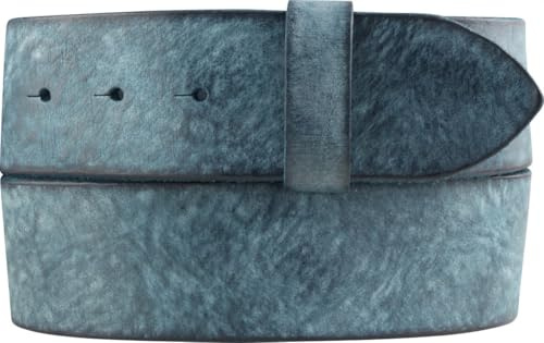 BELTINGER Gürtel aus weichem Vollrindleder Used-Look ohne Schnalle 5 cm | Jeans-Gürtel Damen Herren 50mm | Vintage-Look | Marine 100cm