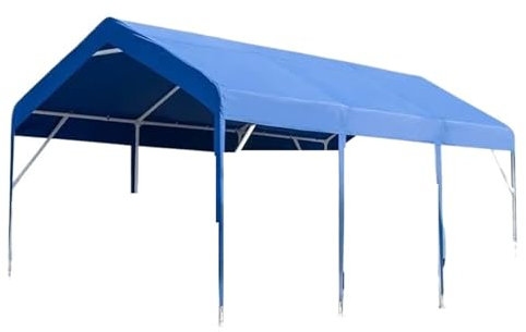 Carport Tente de Garage Abri de voiture extérieur, patio, tonnelle, garage mobile, auvent, tente imperméable et résistante au soleil, jardin, espace ouvert, pergola Abris de voiture(A 3.3x5.3m blue)