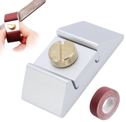Mini Sandpaper Holder, Micro Hand Sander Paper Holder Aluminum Alloy Sandpaper Block, Handheld Detail Finger Sander Holder with 80 Grit 6mx25mm Sand Paper Roll for Wood, Metal Curved Surfaces