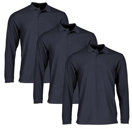 Fruit of the Loom 3er Pack Premium Long Sleeve Polo +Web-Textilien24 Beutel