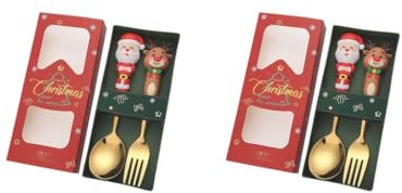 Set di 2 cucchiai natalizi forchette set di posate natalizie per uso quotidiano cucina di Natale 2C