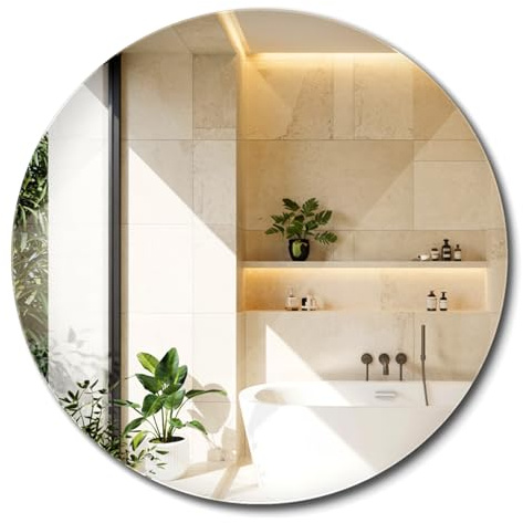 Spiegel Große Rund Ø 100 cm Runden Wandspiegel Minimalist Badezimmerspiegel Wandmontage Rahmenlos Dekoration Modern für Schlafzimmer Wohnzimmer Flur Wanddekoration