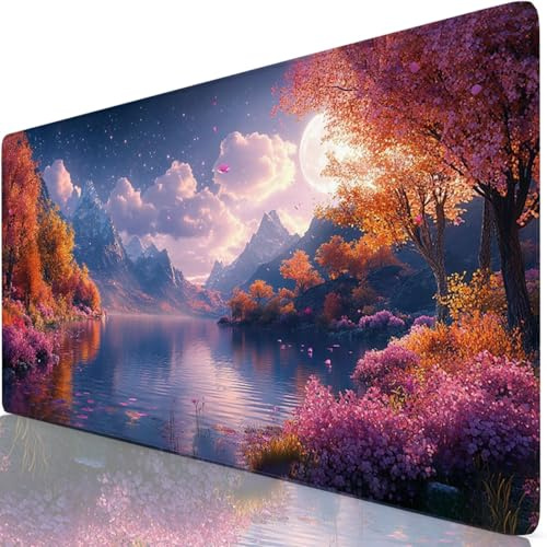 Mauspad 900x400mm Rosa Mauspad Groß Schreibtischunterlage Wolke Mousepad XXL 90x40cm mit Nicht rutschender Unterlage, Vernähte Kanten WassXerdicht Maus Pad für PC, MacBook, Office Geschenke Y8-962