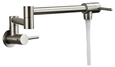 Robinet d'évier de cuisine pivotant, robinet d'eau froide en laiton, robinet mural pivotant Conception sans fuite(Nickel D)