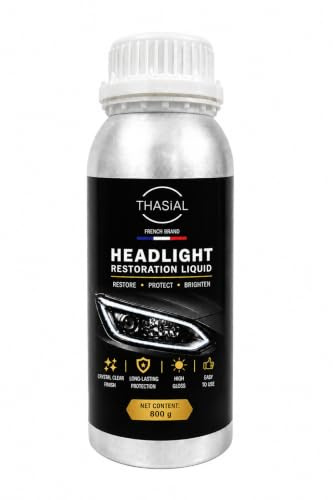 THASIAL Rénovateur Phare Voiture 800g – Liquide de Rénovation Optiques Auto & Moto, Élimine Jaunissement, Oxydation et Micro-Rayures, Restaure Transparence et Brillance des Phares – Marque Française