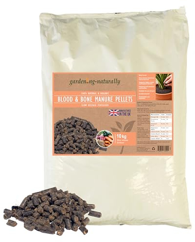 Blood Bone and Poultry Manure Pellets 10kg Fertiliser for Vegetable Beds Flower Borders Raised Beds and Containers Soil Conditioner