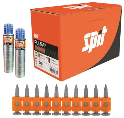Chiodi per Sparachiodi Chiodatrice a Gas Pulsa 27P 40P 65 Alta Durezza Calcestruzzo Acciaio Guide Cartongesso (HC6-15 (15mm), 1250 pz scatola)
