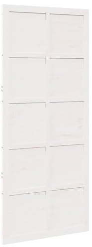 Puerta de granero blanca 80 x 2,5 x 208 cm, madera maciza de pino corredera, puerta interior, puerta de habitación, puerta de madera, para casa, apartamento, oficina, pasillo, cocina, baño, con marco