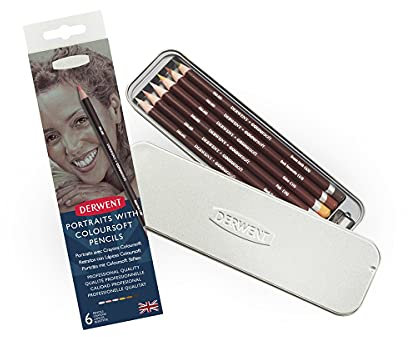 Derwent Coloursoft Skintones - Set de 6 Crayons de Couleurs spécial Portraits, Teintes de Peau Naturelles, Taille-Crayon Inclus, Qualité Professionnelle, 2300217