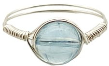 Acquamarina Pietra preziosa Pietra naturale Birthstone Solitario in Argento Sterling 925 Filo avvolto Anelli Donna Handmade