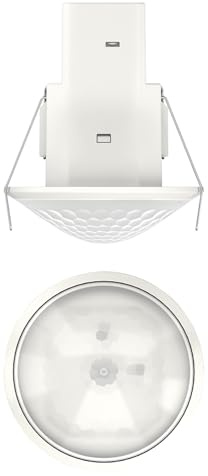 Theben 2080560 theRonda S360-100 DE WH Präsenzmelder PIR Decke | Deckeneinbau, runder Erfassungsbereich 360°, 8 m/50 m², 1 Kanal Licht 230 V, Vollautomat, Mischlichtmessung, weiß