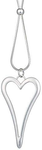 Halskette mit großem Herz-Anhänger von Huimei, für Damen, dickes Silber-Material