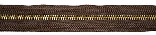 Endlosreißverschluss Metall, Goldschiene, 5 Meter, inkl. 10 Autolock Zipper/Farbe: 04 - Dunkelbraun